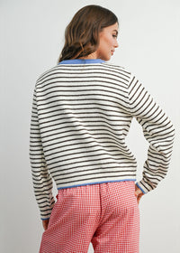 Sailor Stripe Cardigan - Ivory & Blue