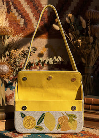 Summer Beaded Lemon Shoulder Bag - Ivory
