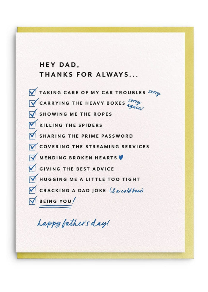 Dad List Father's Day Card