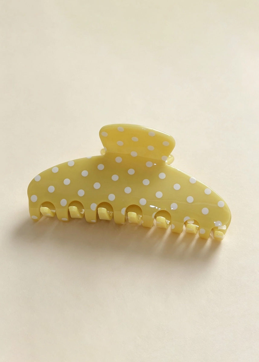 Sweet Polka Dot Hair Claw - Yellow