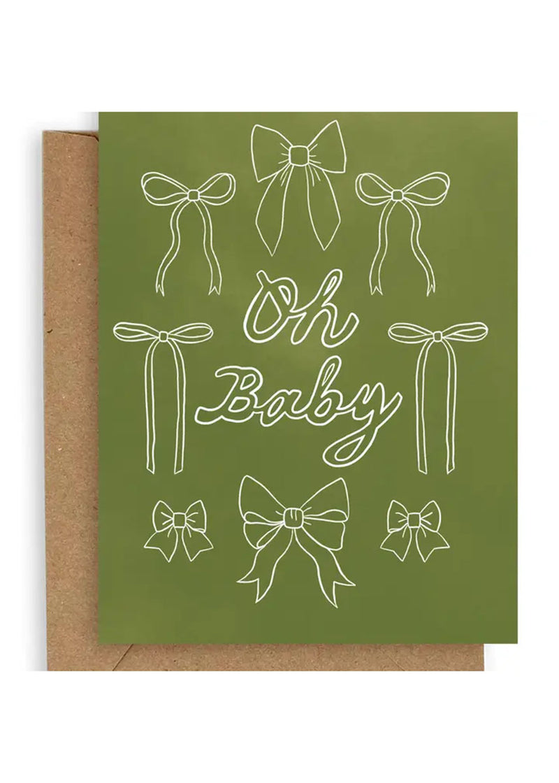 Oh Baby Olive Bows Card