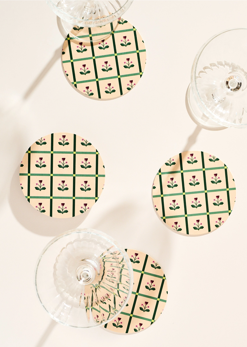 Tulip Windowpane Coasters - Set of 4