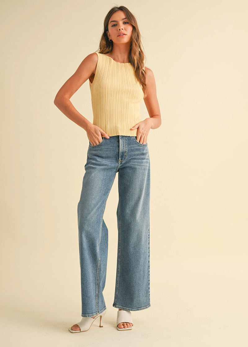 Sabine Ribbed Tank - Custard
