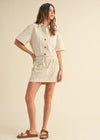 Maris Short Sleeve Striped Jacket - Toffee