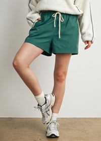 Rhett Striped Drawstring Running Shorts - Green/White