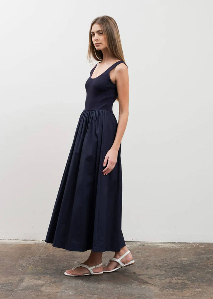 Maire Sweater Top Midi Dress - Navy