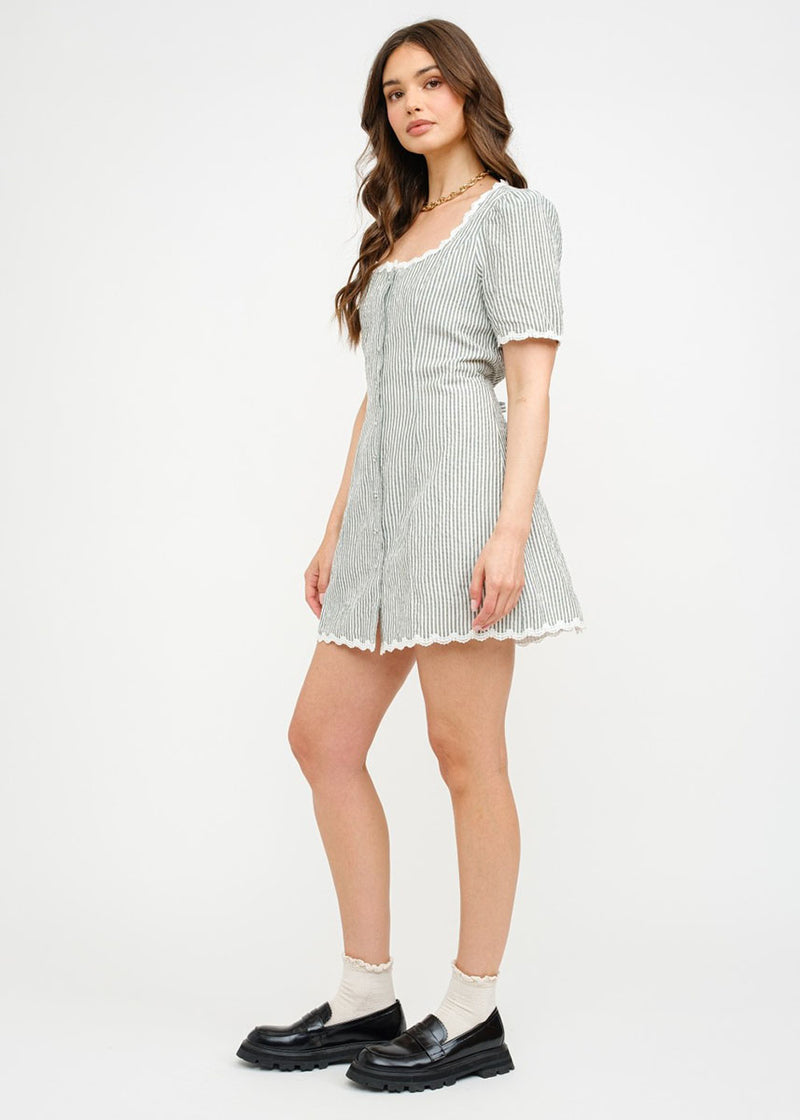 June Striped Shift Mini Dress - Green