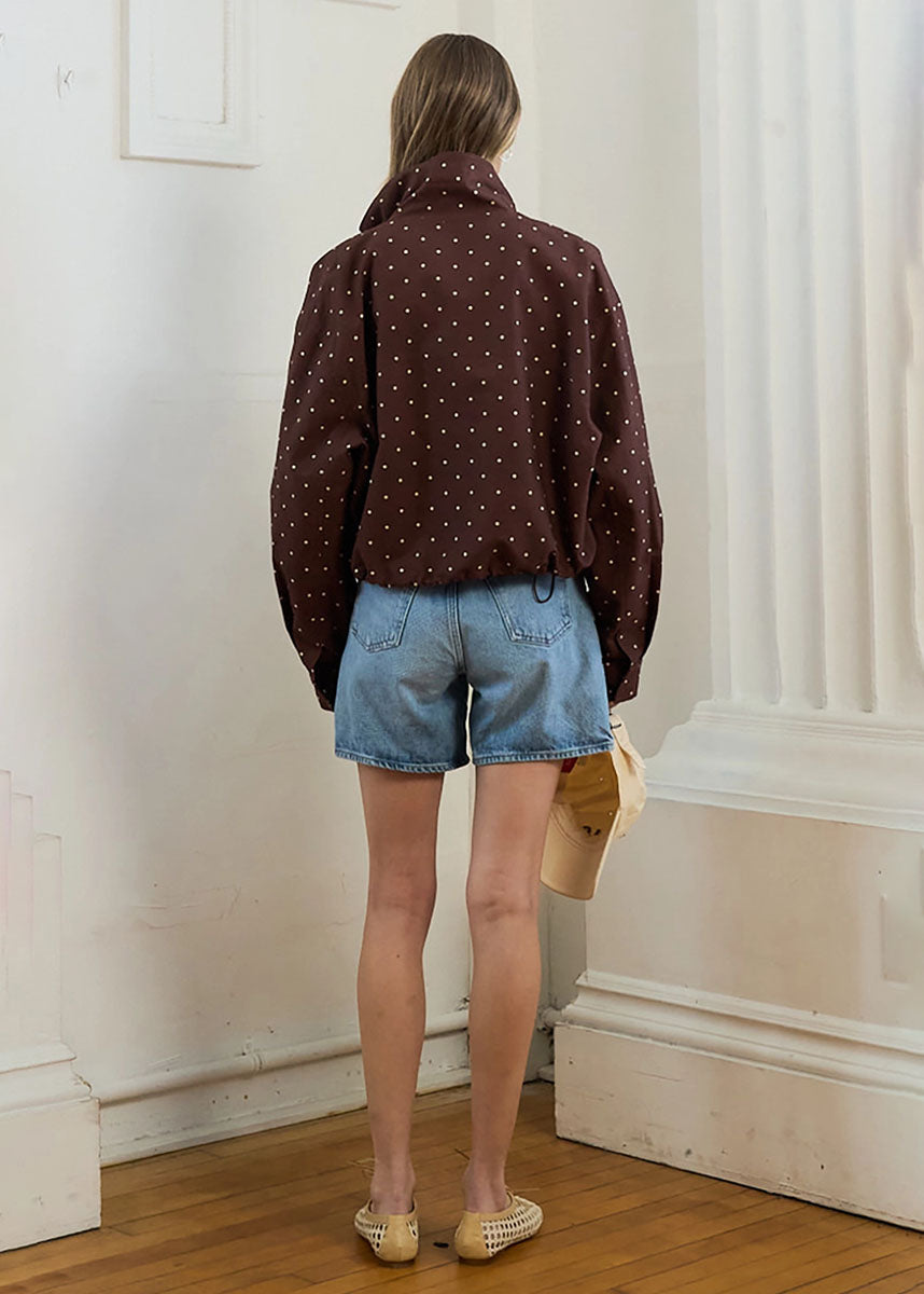 Domino Polka Dot Pullover Jacket - Brown
