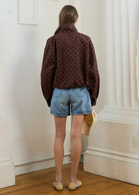 Domino Polka Dot Pullover Jacket - Brown