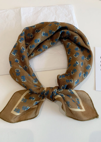 Floral Square Scarf - Coffee