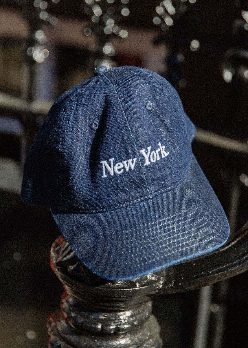 Youth New York. Dad Hat - Dark Denim & White Embroidery