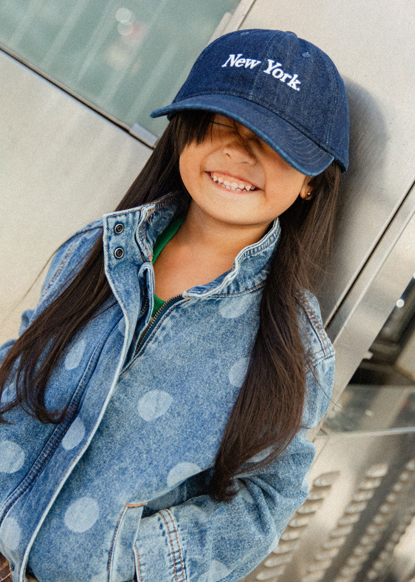 Toddler New York. Dad Hat - Dark Denim & White Embroidery