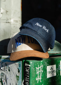 New York. Dad Hat - Dark Denim & White Embroidery