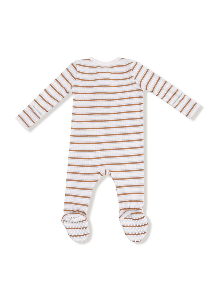 2-Way Zipper Footie - Vintage Stripe Brown