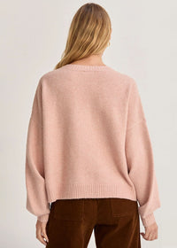 Josie Balloon Sleeve Crewneck Sweater - Pink