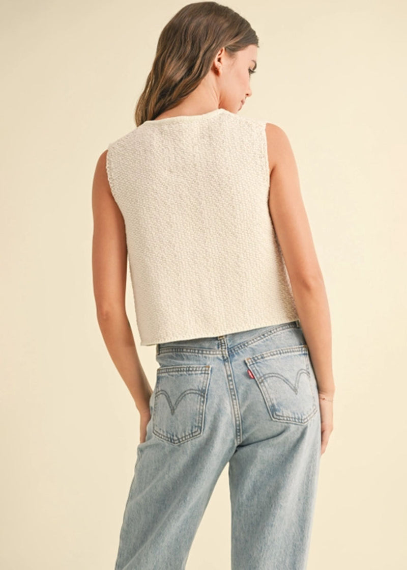 Indie Knit Tie-Front Vest - Cream