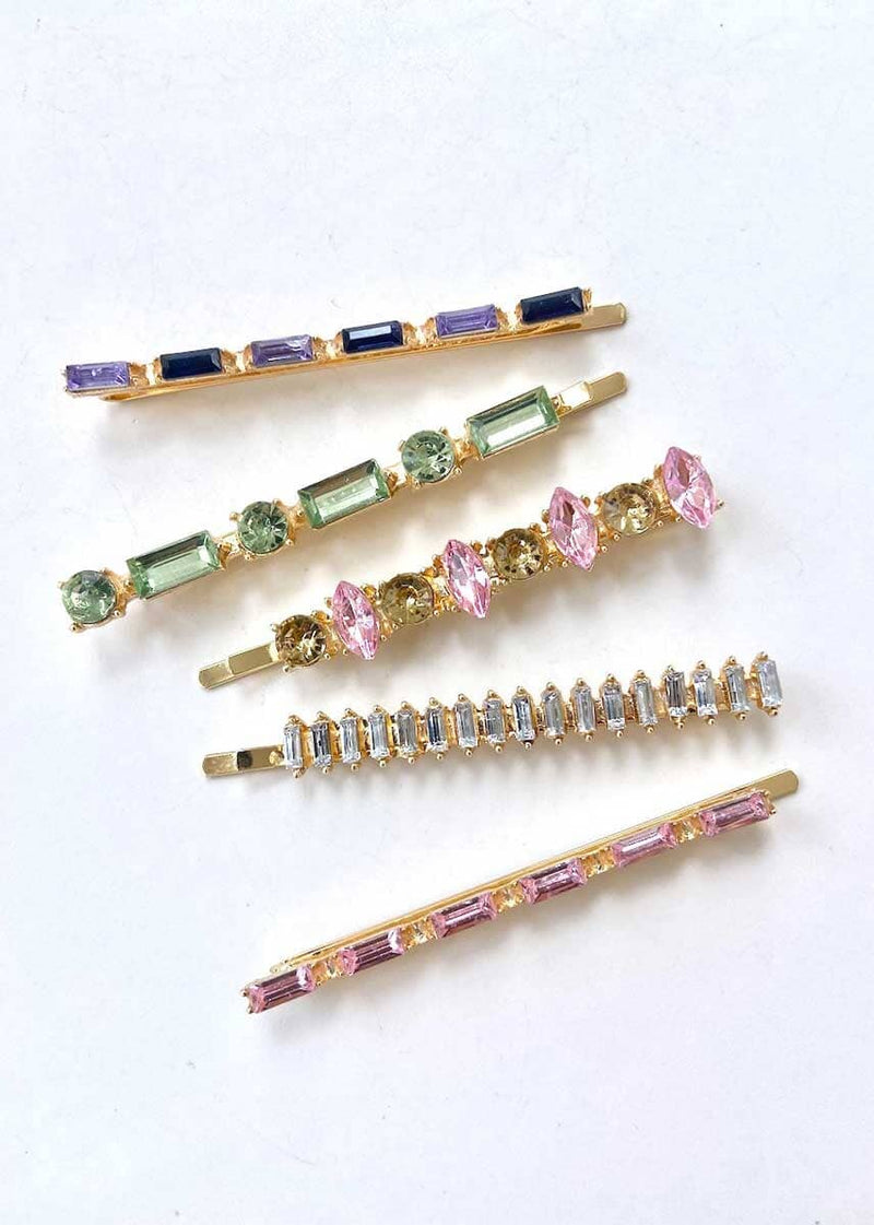 Rainbow Diamond Gems 5-Piece Bobby Pin Set