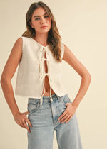 Indie Knit Tie-Front Vest - Cream