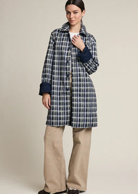 Waldorf Reversible Plaid Trench Jacket - Navy