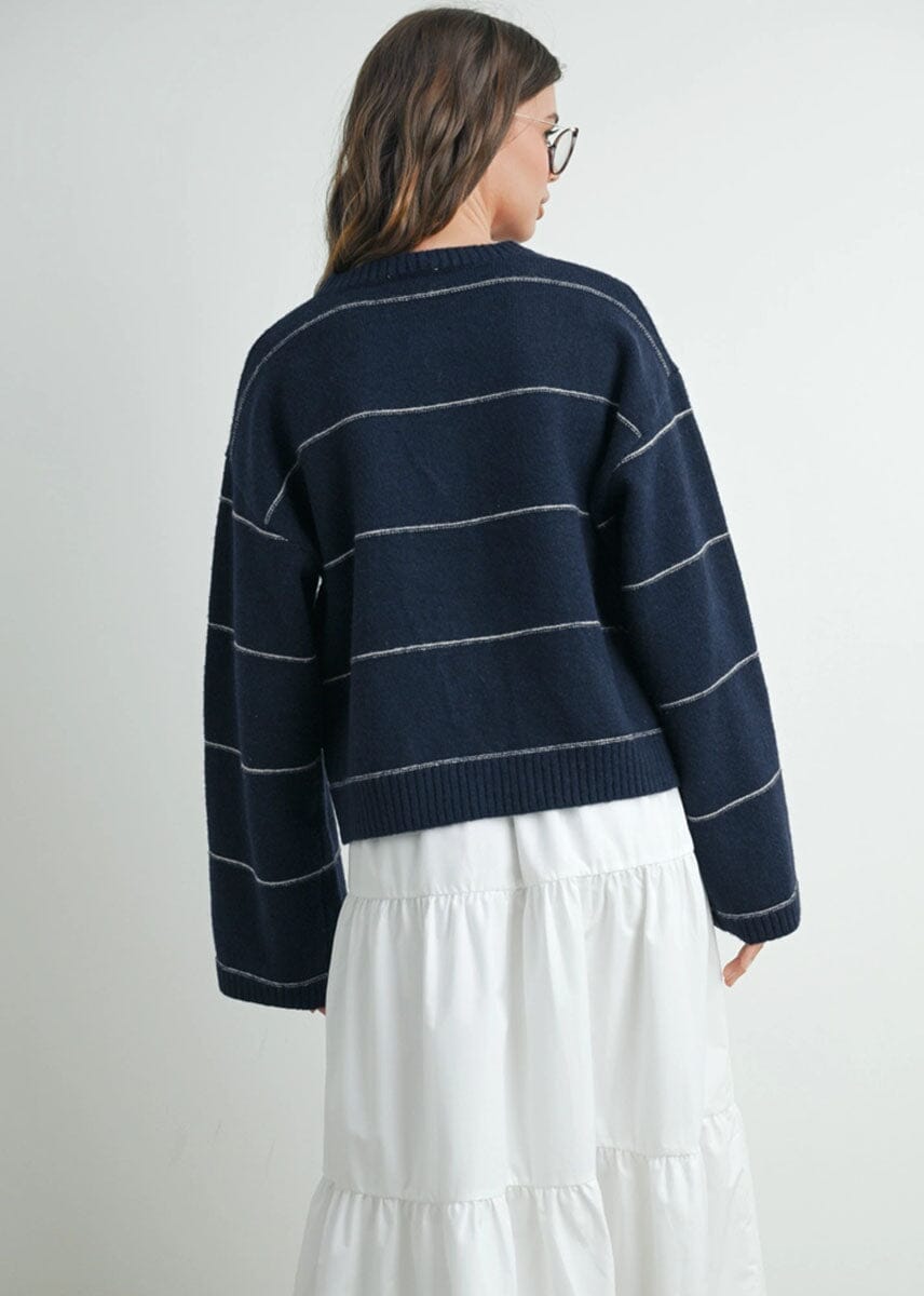 Adaline Striped Cardigan - Navy Multi