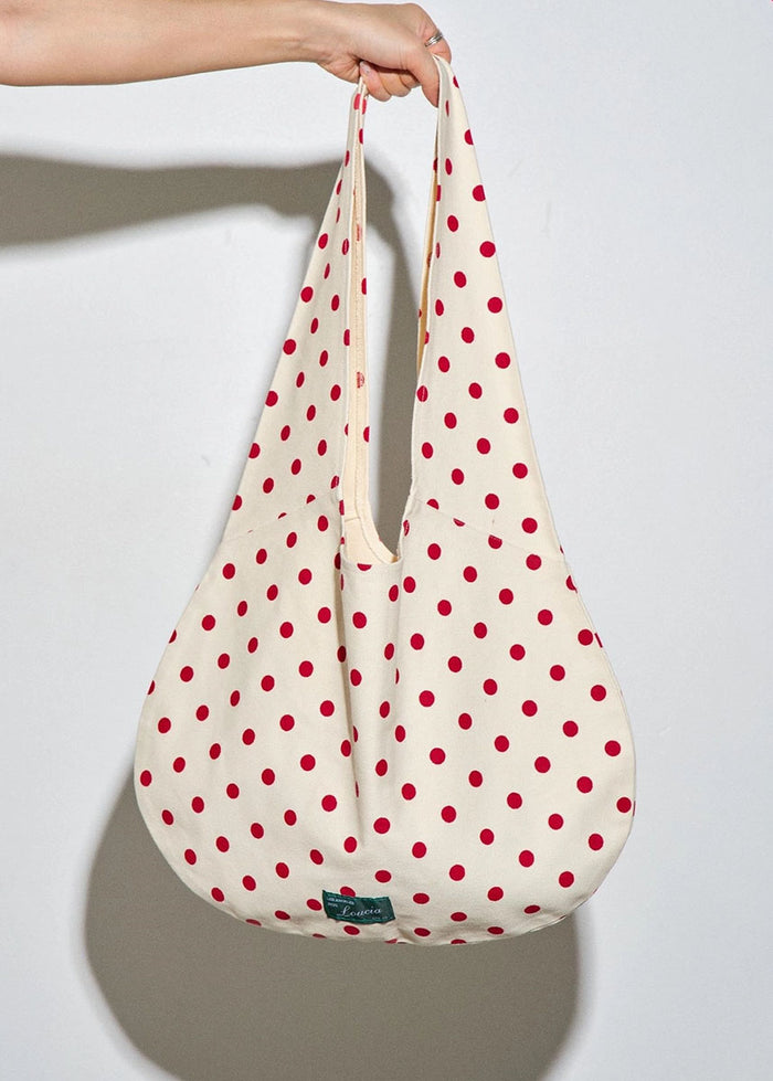 Juliana Polka Dot Canvas Tote Bag - Red