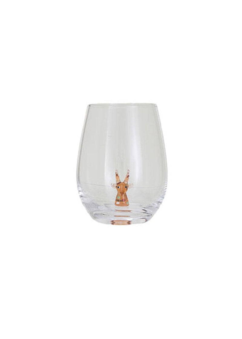 Stemless Holiday Figurine Wine Glasses