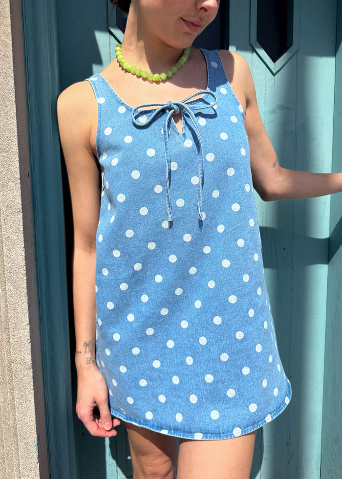 Alix Polka Dot Denim Mini Dress