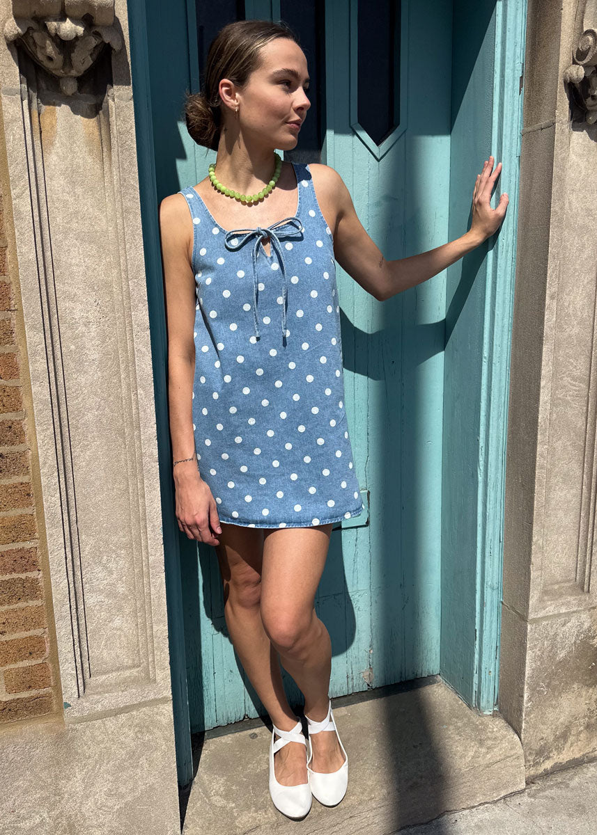 Alix Polka Dot Denim Mini Dress