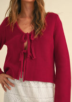 Marnie Tie-Front Cardigan - Red