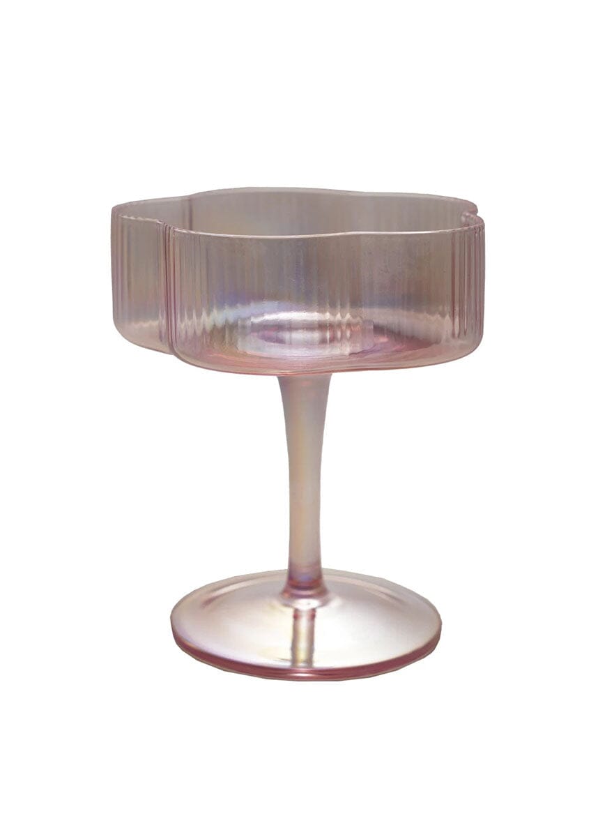 Pleated Flower Coupe Glass - Pink