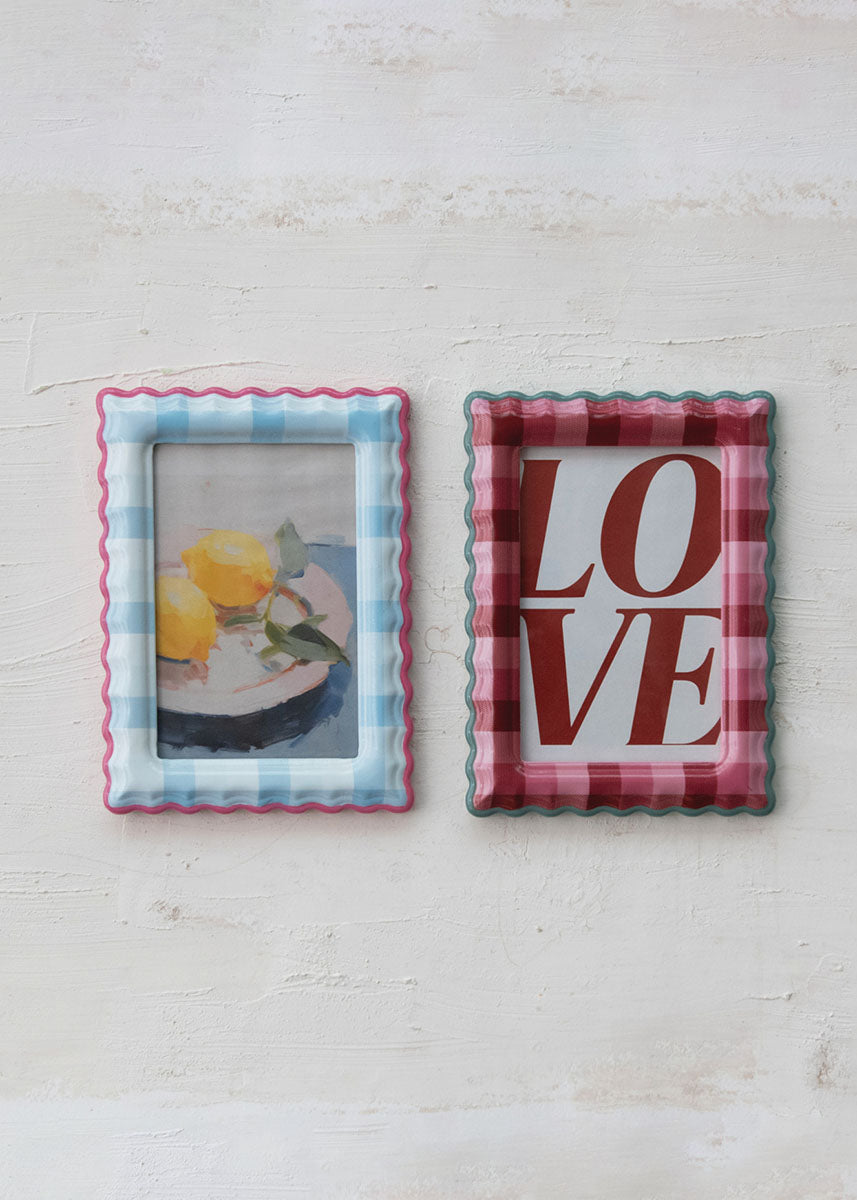 Scalloped Plaid Picture Frame