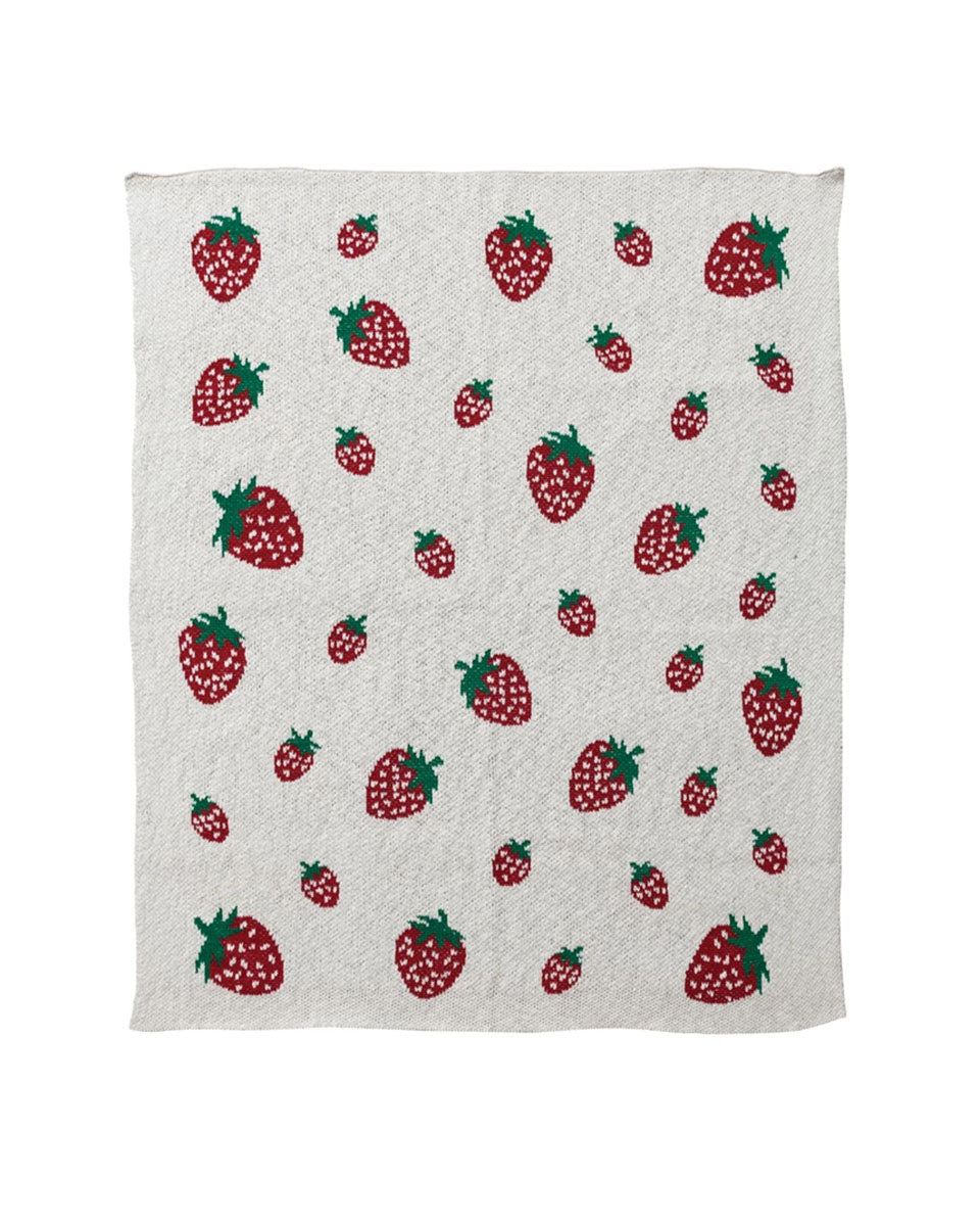 Knit Baby Blanket - Strawberries
