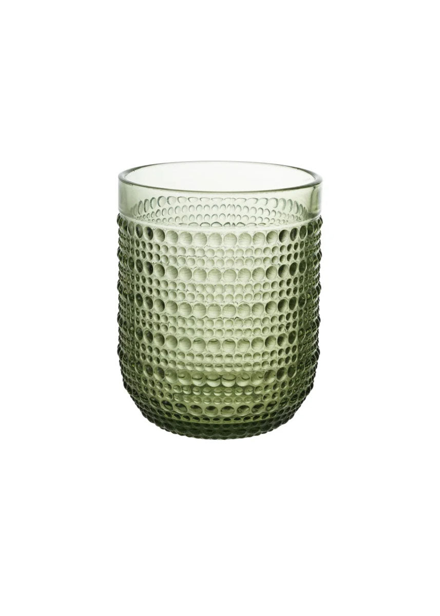 Short Green Hobnail Drinking Glass