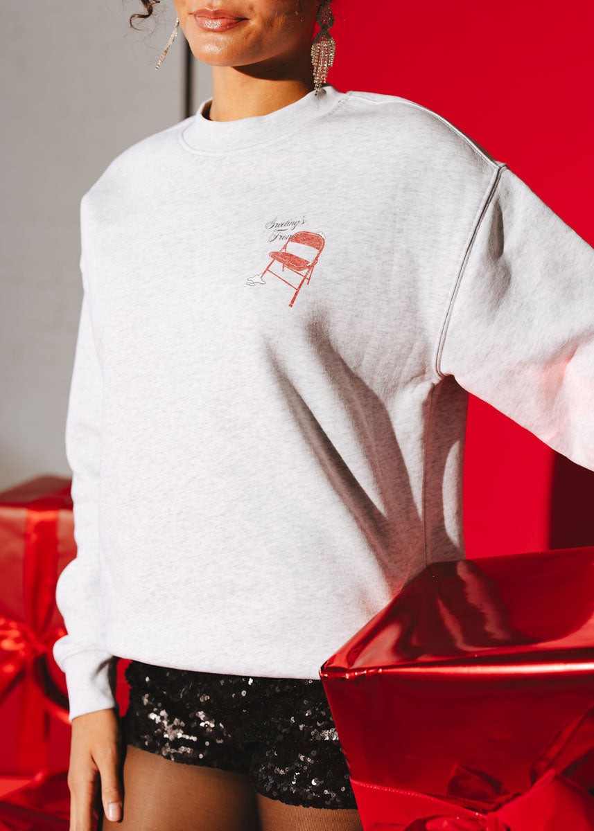 Greetings (Dibs) From Chi Crewneck Sweatshirt - Heather Grey