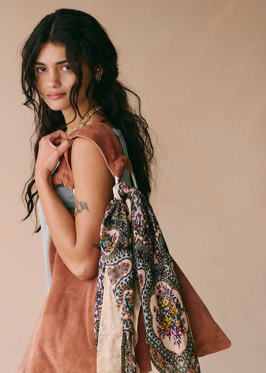 Bobbi Slouch Suede Tote - Saddle