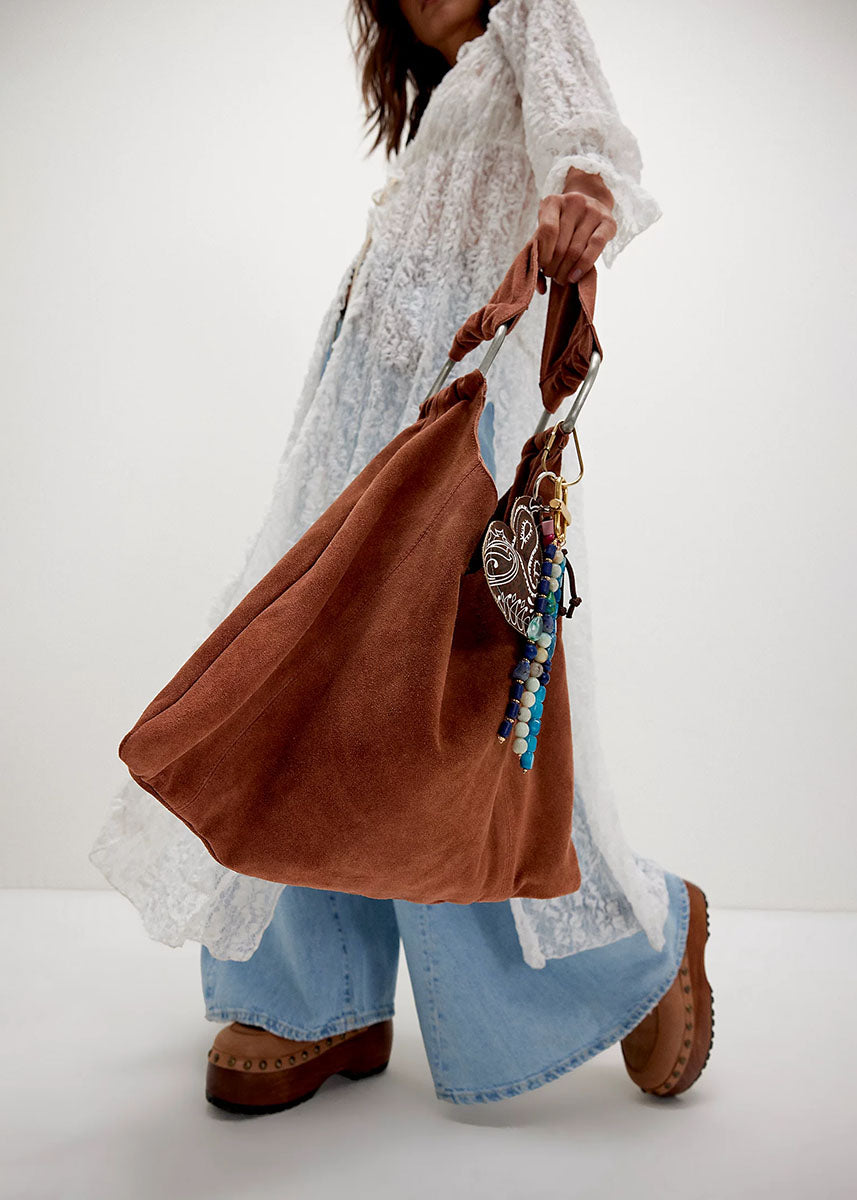 Bobbi Slouch Suede Tote - Saddle