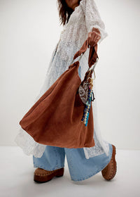 Bobbi Slouch Suede Tote - Saddle