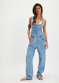 Ziggy Stripe Denim Overalls - Beachcomber