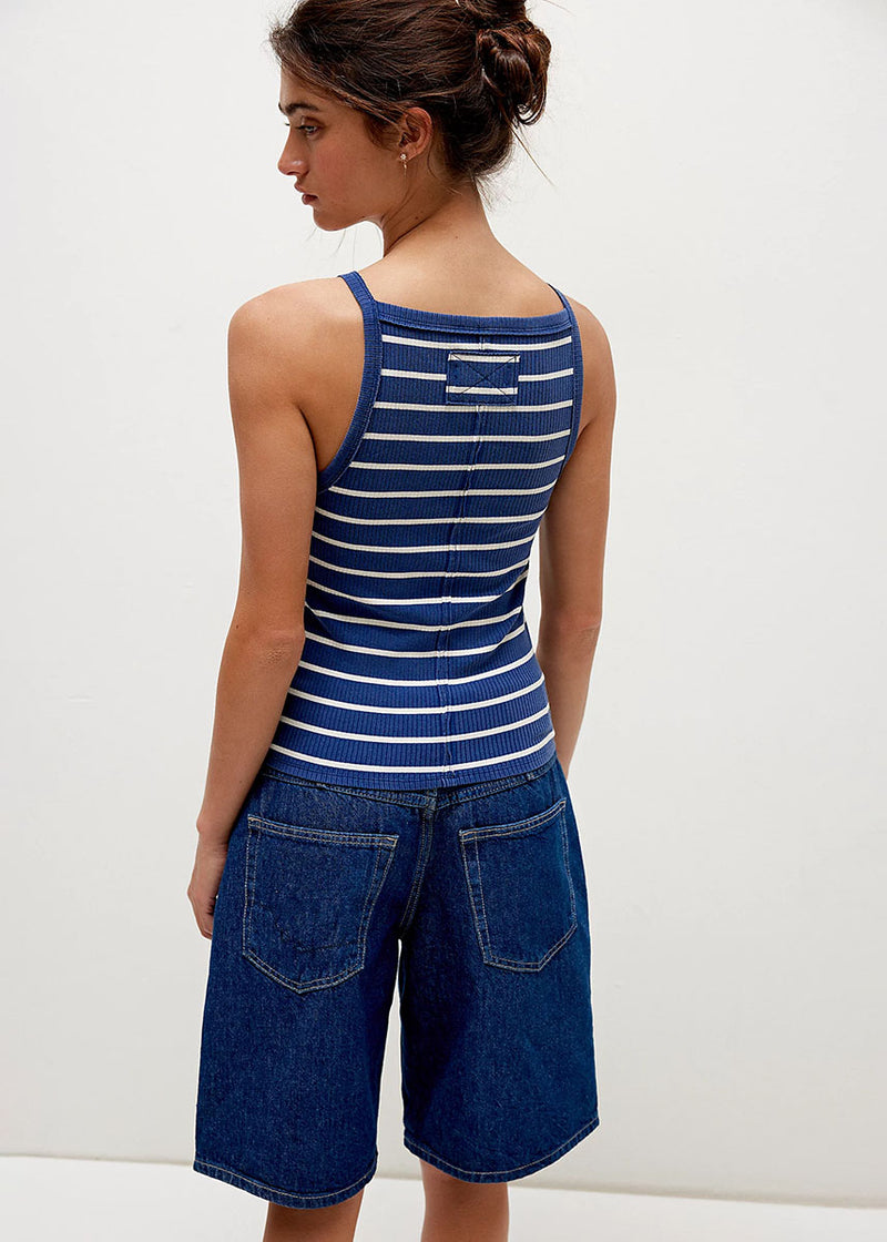 Mia Stripe Tank - Navy Combo