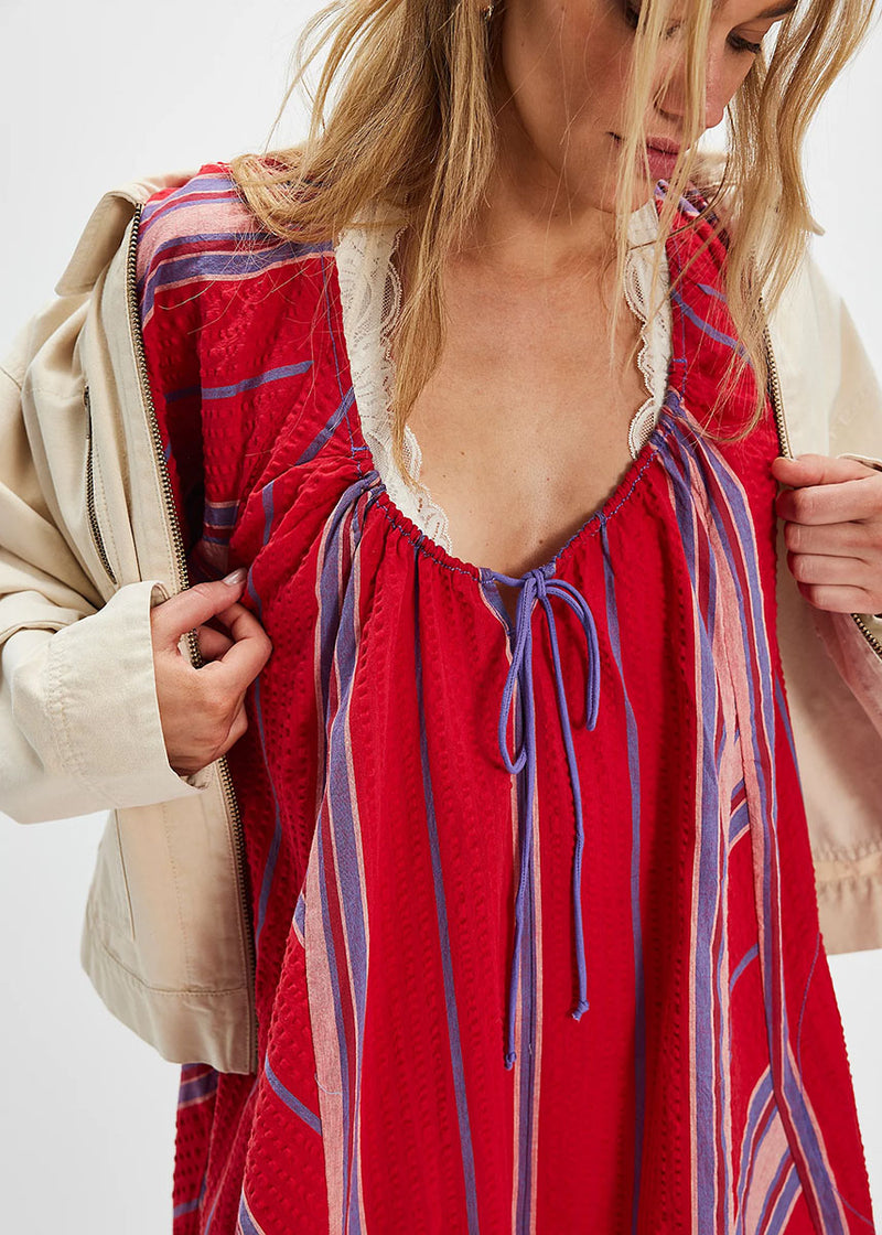 Bop Around Romper - Seaside Stripe Red Combo