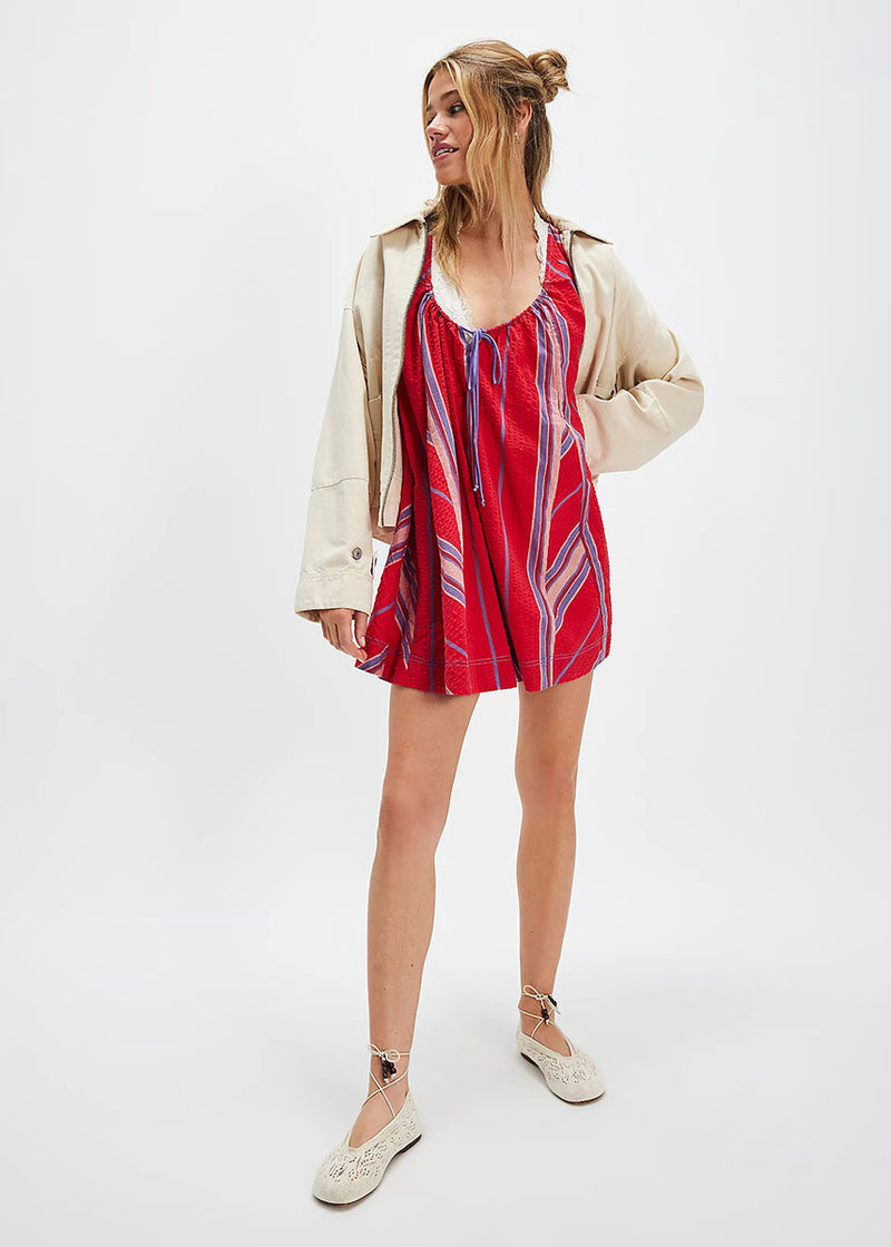 Bop Around Romper - Seaside Stripe Red Combo