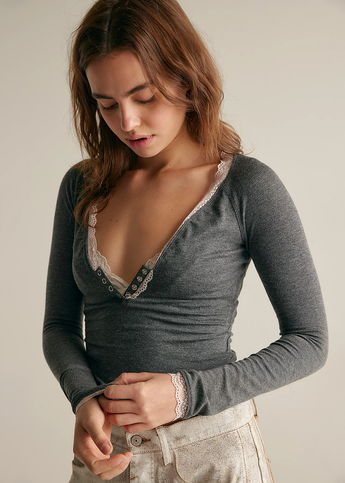 A Little Bit Layering Top - Charcoal Heather