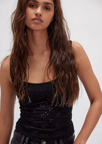 Full Bloom Eyelet Cami - Black