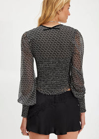 Dottie Bow Print Top - Black Combo