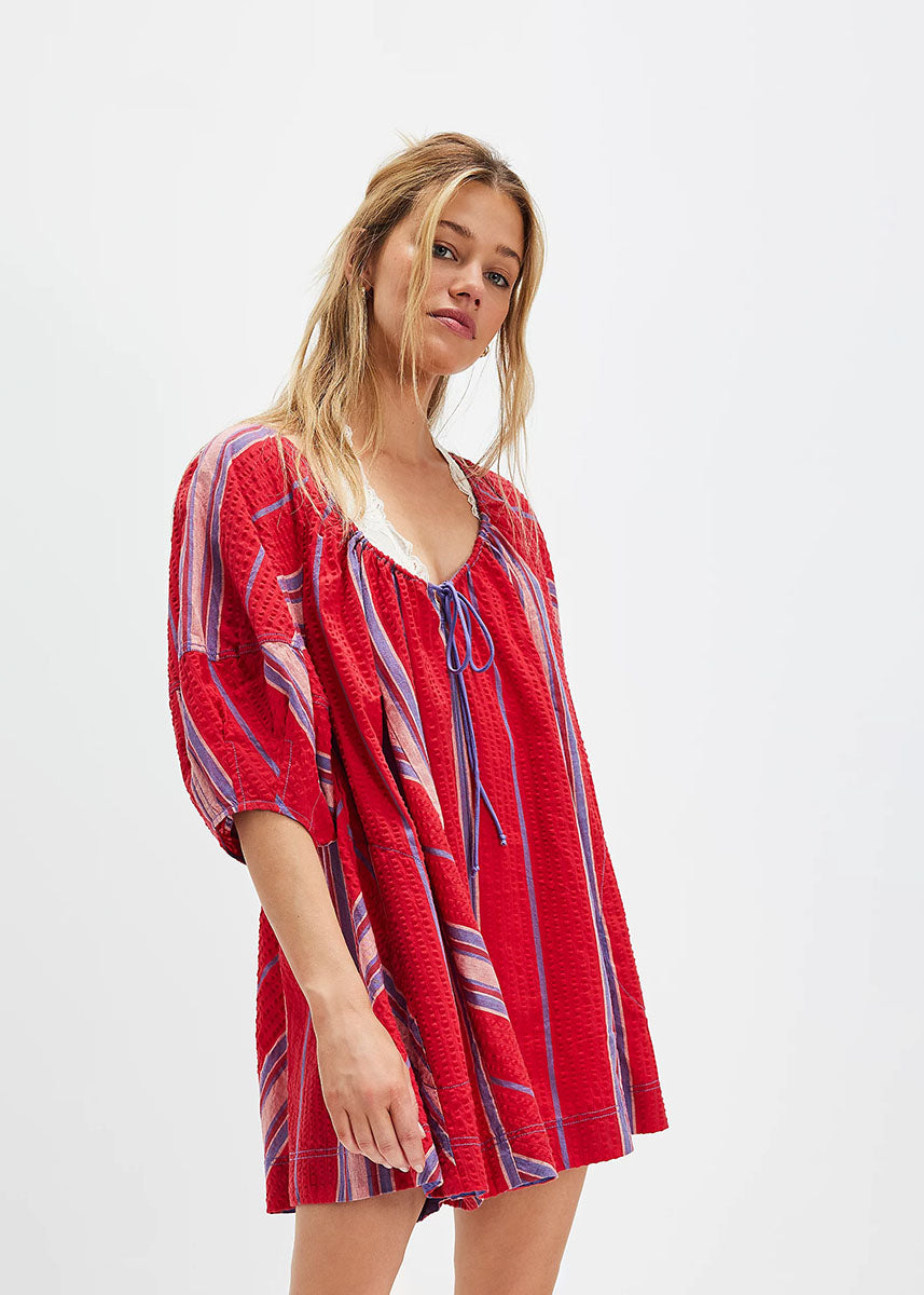 Bop Around Romper - Seaside Stripe Red Combo