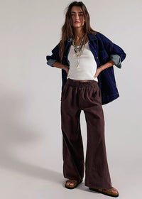 Days End Linen Pull On Pant - Double Espresso