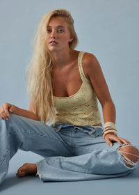 Full Bloom Eyelet Cami - Banana Cream