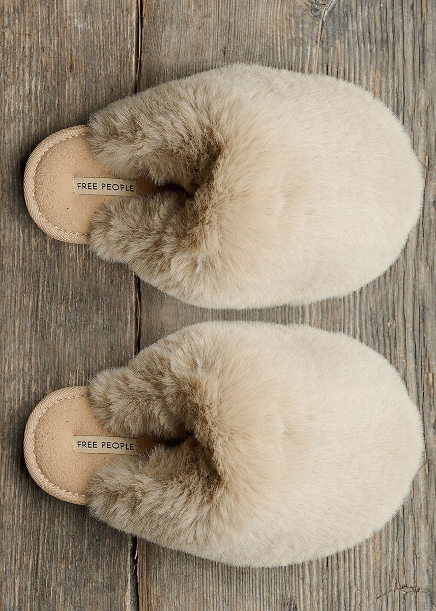 Snowball Slipper - Taupe Faux Fur