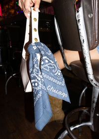 Chicago Stitch Embroidered Bandana - Dusty Navy