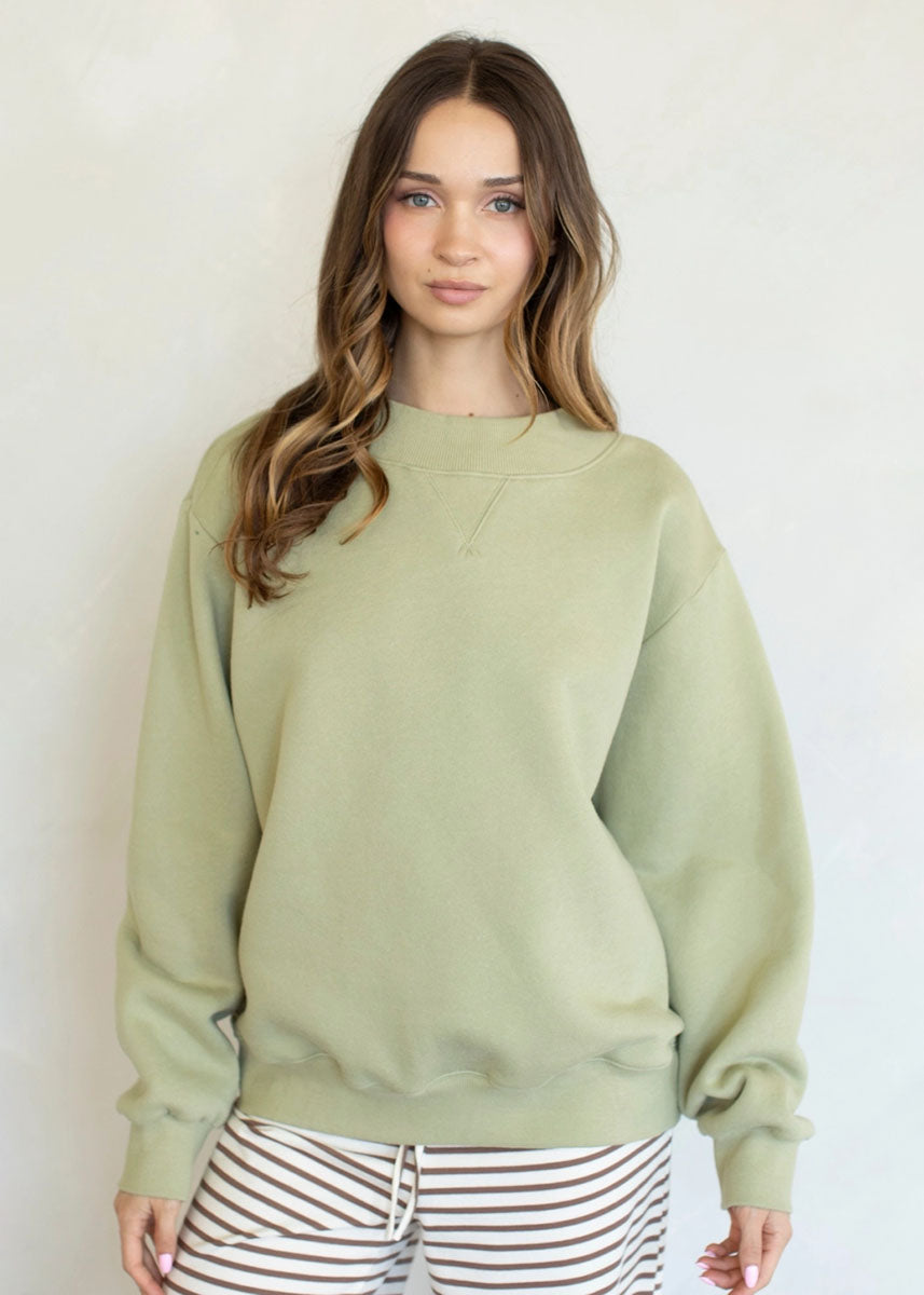 Nelly Fleece Wide Neck Sweatshirt - Sage